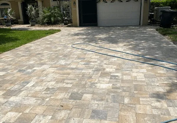 Paver Sealing project before professional cleaning by Wash and Go